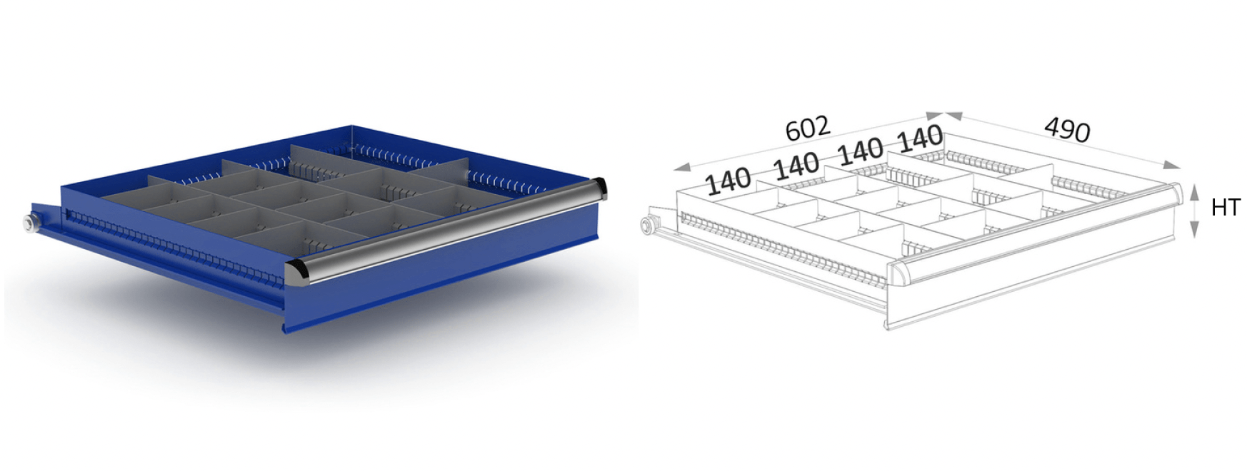 aménagement tiroirs métal coffre dav-122 et dav-135